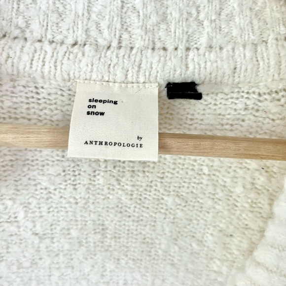 Anthropologie Sleeping On Snow Ivory Wool & Alpaca Blend Open Front Cardigan - Picture 4 of 8